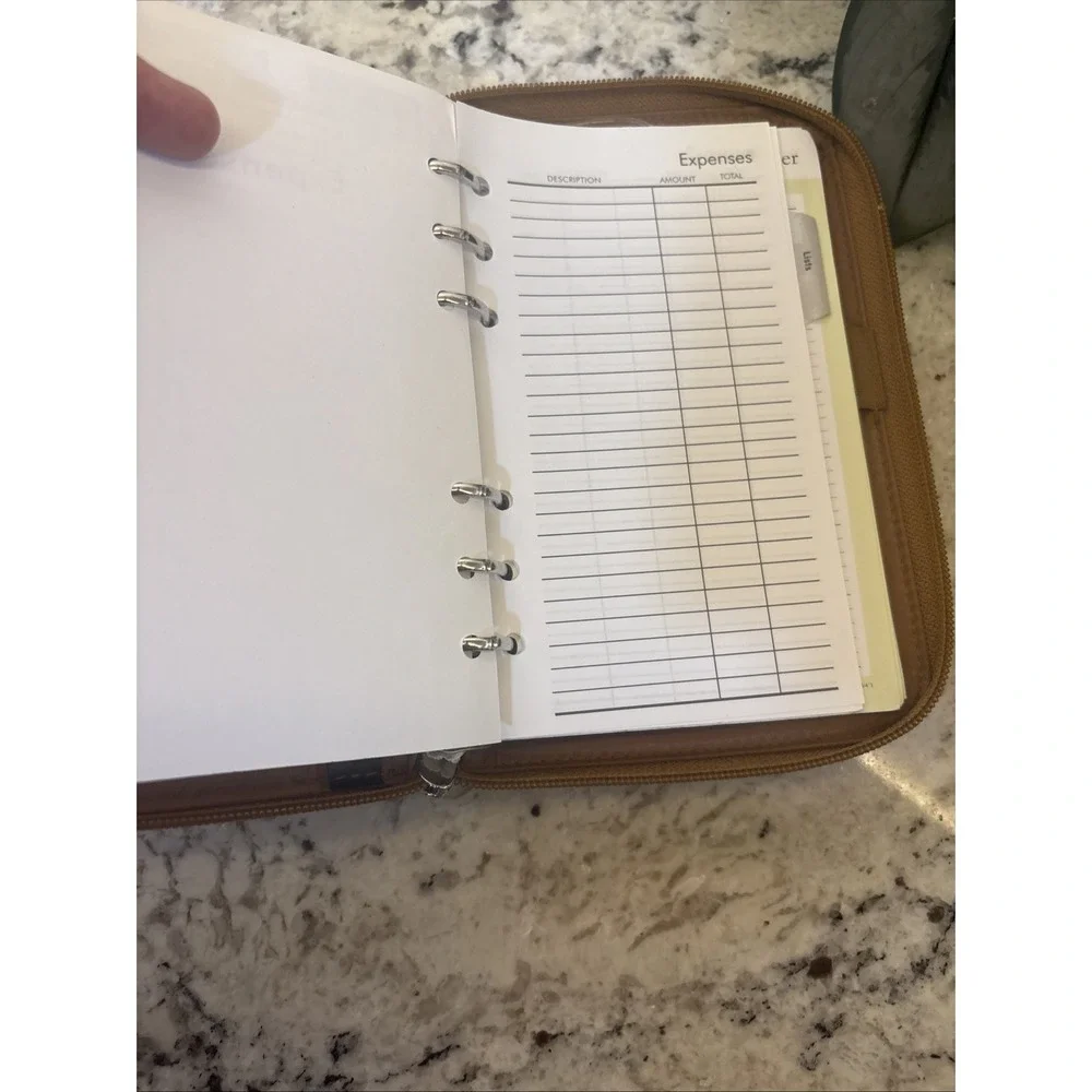 Franklin‎ Covey? Compact Brown Leather Planner Organizer Wallet Binder READ